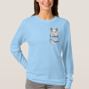 T-shirt Chinchilla blanc mignon de fourrure de poche
