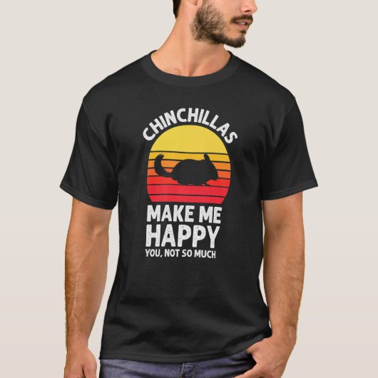 T-shirt Chinchillas Make Me Happy Sunset Retro Chinchilla (Devant)