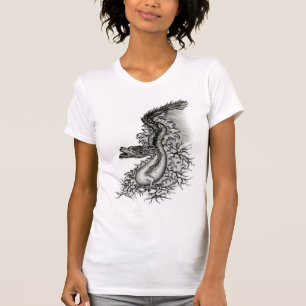 T-shirt Chine Dragon, noir et blanc Design en Tattoostyl