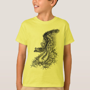 T-shirt Chine Dragon, noir et blanc Design en Tattoostyl