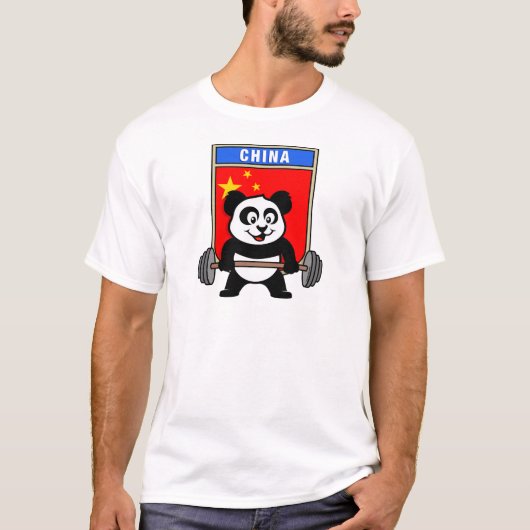 T-shirt Chine Panda haltérophile (Devant)