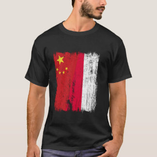 T-shirt Chine Pologne Demi Drapeau Ancêtre Chinois Polonai