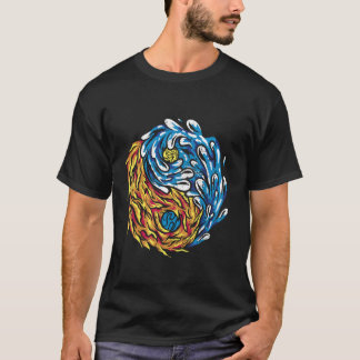 T-shirt Chine Ying et Yang Feu et eau Symboles chinois