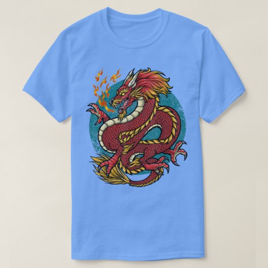 T-shirt Chinese Japanese Dragon Red (Design devant)
