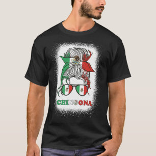 T-shirt Chingona Messy Bun Drapeau Mexicaine Fille Mexique