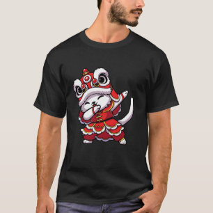 T-shirt Chinois Lunar Nouvel An 2025 Dabbing Cat Lion Danc