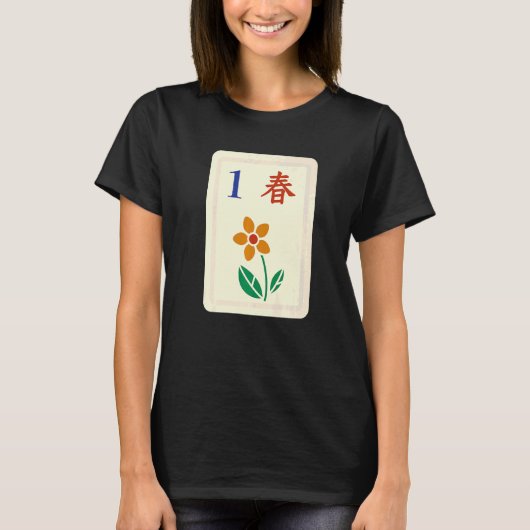 T-shirt Chinois Mahjong Mah Jong Jeu Carreaux Flux de cara (Devant)