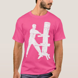 T-shirt Chinois Martial Arts Wooden Man Post Kung Fu Wing