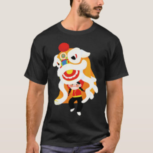 T-shirt Chinois Nouvel An Lion Dragon traditionnel Danse C