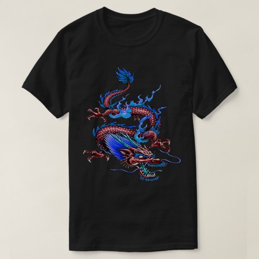 T-shirt Chinois Rouge Bon Fortune Dragon Mythique Créature (Design devant)