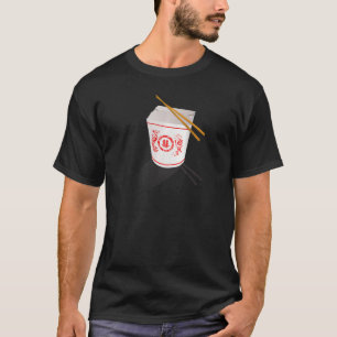 T-shirt Chinois Sortent Boîte De Nourriture Avec Bâtons