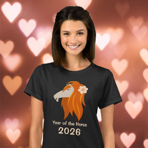 T-shirt Chinoise Cheval de Feu du Nouvel An 2026 Zodiac Fe