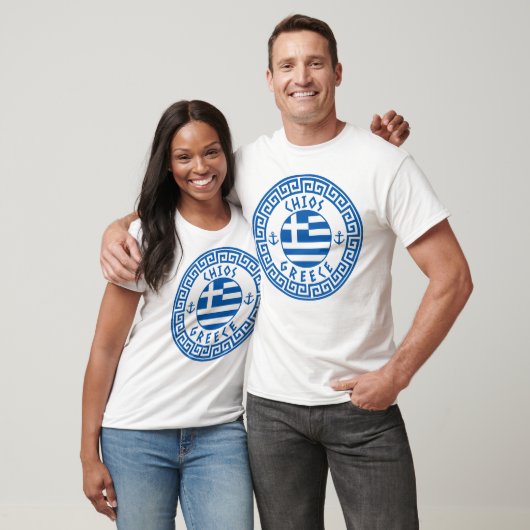 T-shirt Chios et Grèce Drapeau blanc (Unisexe)