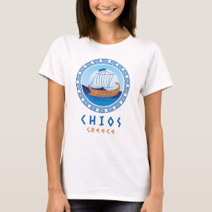 T-shirt Chios, Grèce Conception de bateau grec pour femmes