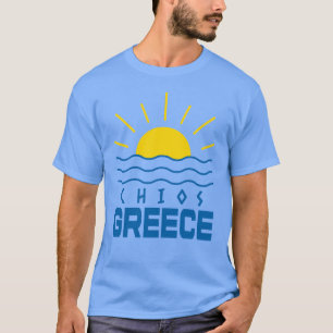 T-shirt Chios Grèce Soleil et bleu marine