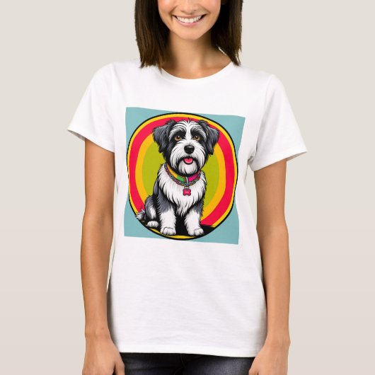 T-shirt Chiot animé mignon avec collier (Devant)