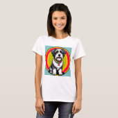 T-shirt Chiot animé mignon avec collier (Devant entier)