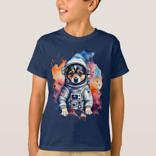 T-shirt chiot astronaute chien de l'espace mignon (Devant)