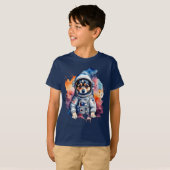 T-shirt chiot astronaute chien de l'espace mignon (Devant entier)