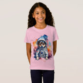 T-Shirt chiot astronaute chien de l'espace mignon (Devant entier)