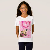 T-Shirt Chiot Avec Ruban Rose - Amour - (Devant entier)