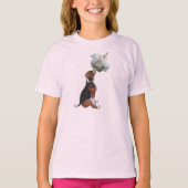 T-shirt Chiot Beagle Rose Blanche Animal Mignon (Devant)
