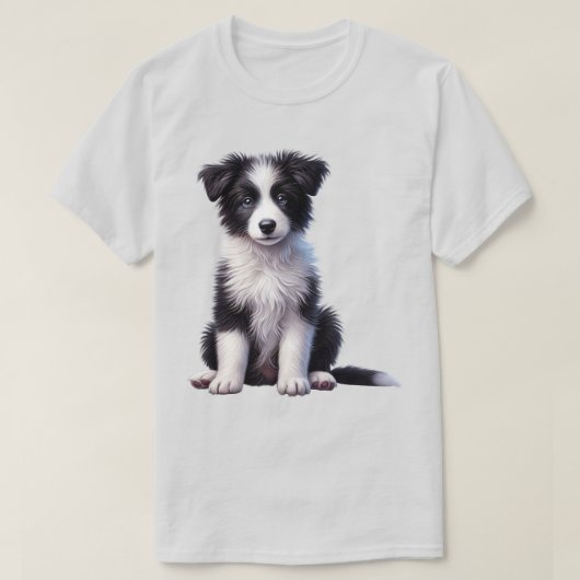 T-shirt Chiot Border Collie Mignon (Design devant)