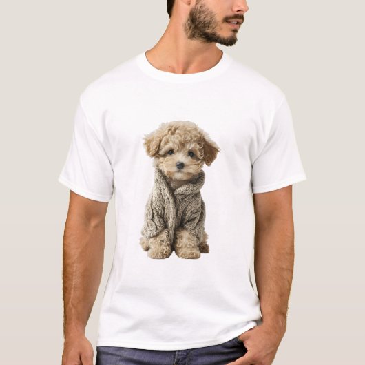 T-shirt Chiot Caniche Jouet Adorable dans un Doux Pull Tri (Devant)