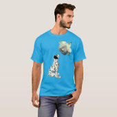 T-shirt Chiot dalmate Et Rose Blanche (Devant entier)