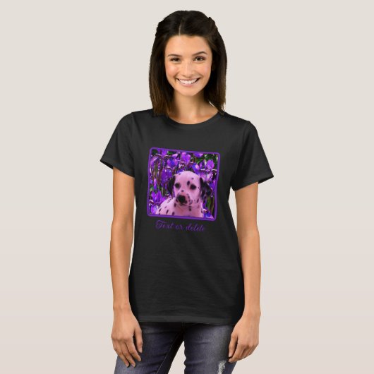 T-shirt Chiot dalmate Iris Fleurs de Chien Art (Devant entier)