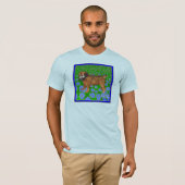 T-shirt Chiot dans le jardin - Bleu (Devant entier)