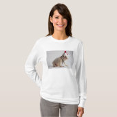 T-shirt Chiot de bouledogue utilisant le casquette de Père (Devant entier)