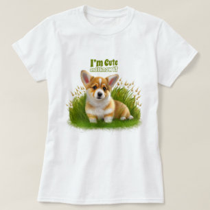 T-shirt Chiot de Corgi sur l'herbe   animal mignon