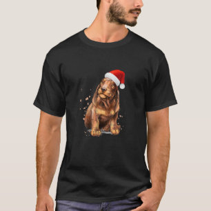 T-shirt Chiot de Dachshund portant le chapeau de Père Noël