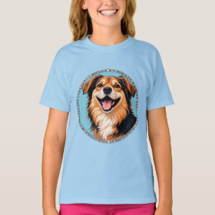 T-shirt Chiot de dessin animé adorable avec des yeux brill