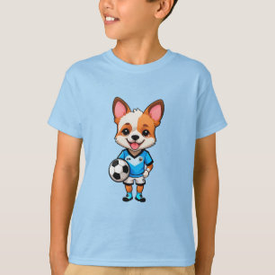 T-shirt Chiot de dessin animé mignon joueur de football