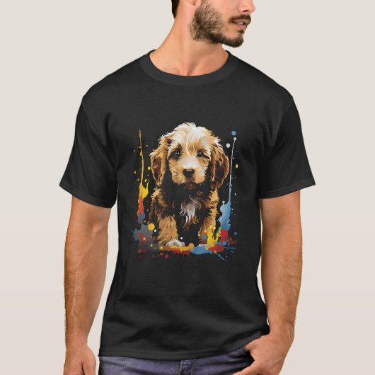 T-shirt Chiot de Doodle Doré (Devant)