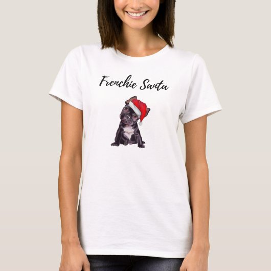 T-shirt Chiot de Frenchie Père Noël (Devant)