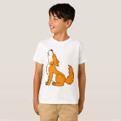 T-shirt Chiot de loup orange hurlant (Devant entier)