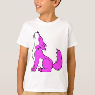 T-shirt Chiot de loup rose hurlant