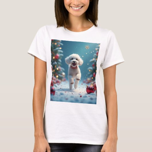 T-shirt chiot de Noël (Devant)