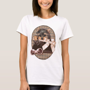 T-shirt Chiot de Yorkie de pied-de-poule