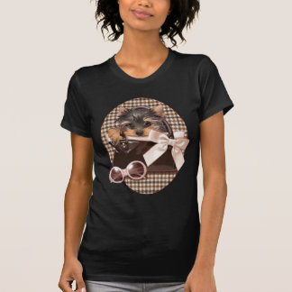 T-shirt Chiot de Yorkie de pied-de-poule