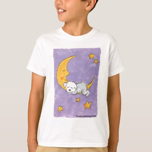 T-shirt Chiot dormant sur la lune (Devant)