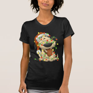 T-shirt Chiot drôle de lumières de Noël