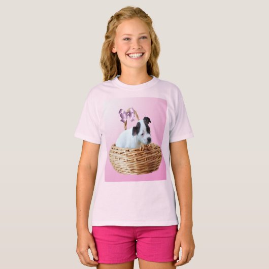 T-shirt Chiot Du Staffordshire Dans Un Panier, (Devant entier)