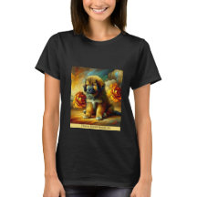 Chiot en or avec fleurs