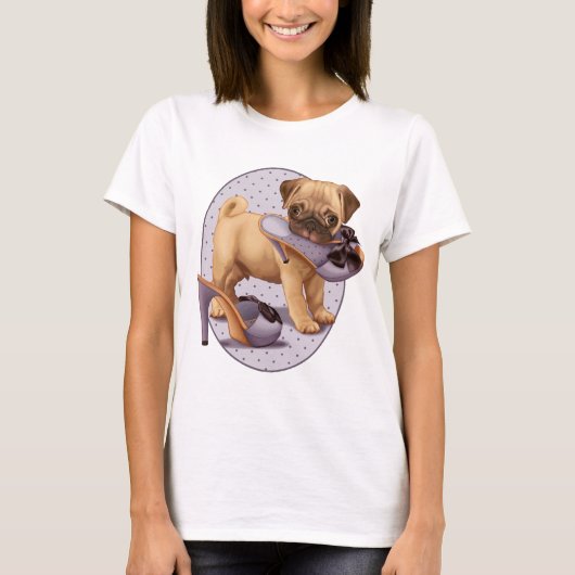 T-shirt Chiot et chaussure de carlin (Devant)