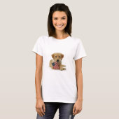 T-shirt Chiot et drapeau de golden retriever (Devant entier)