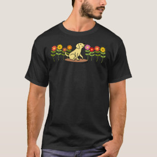 T-shirt Chiot Et Fleurs Jaunes Du Labrador